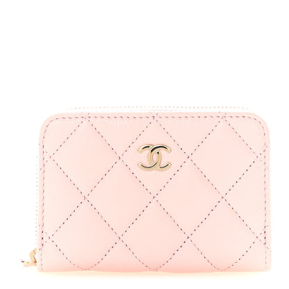 Chanel Caviar Quilted Zip Coin Purse Pink 1 of 7