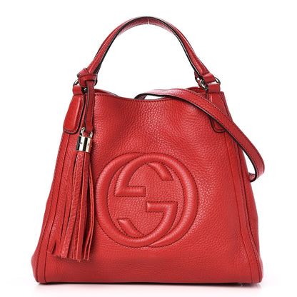 Gucci Pebbled Calfskin Small Soho Shoulder Bag Red 1 of 8