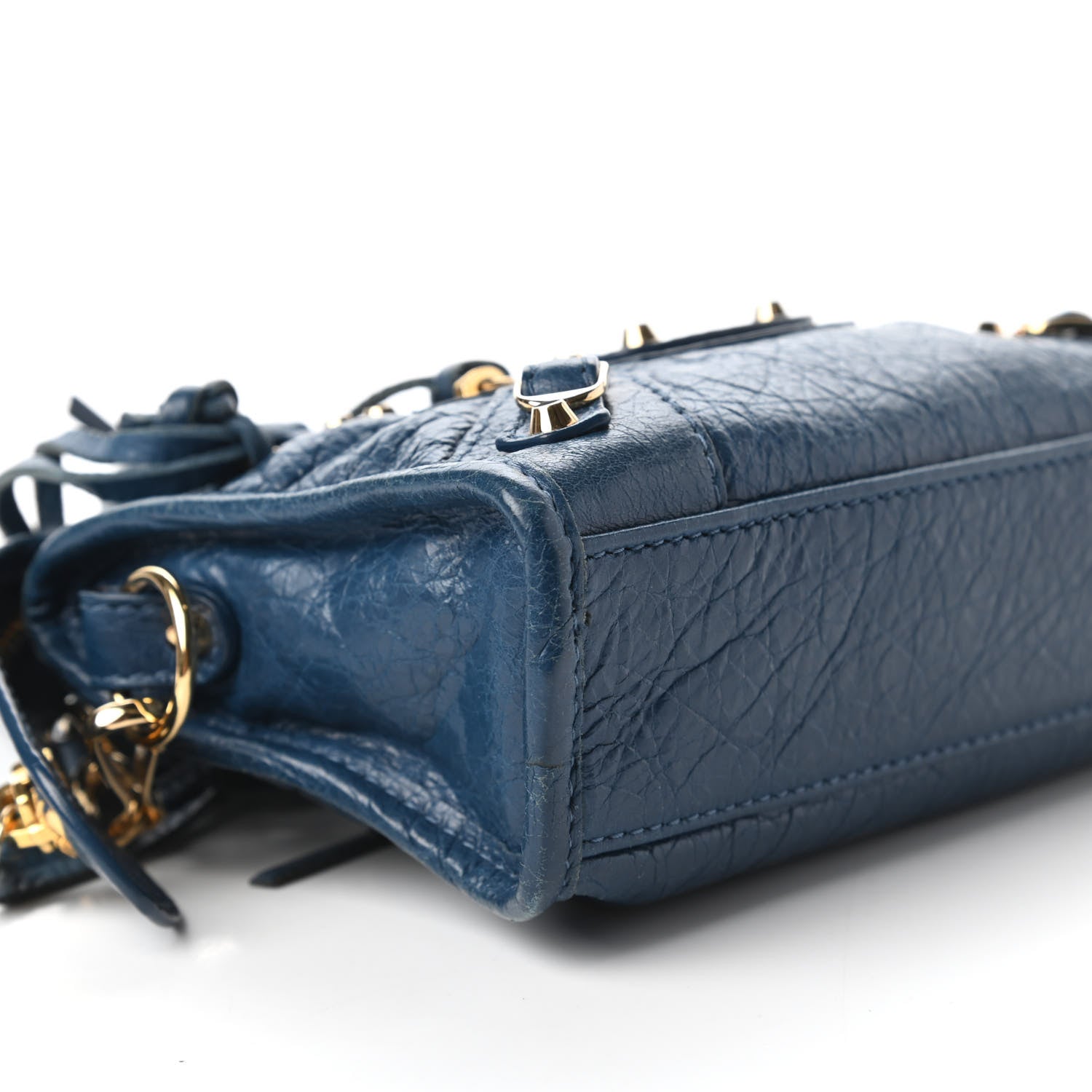 Balenciaga Agneau Classic Gold Hardware Nano City Bleu Profond 6 of 10