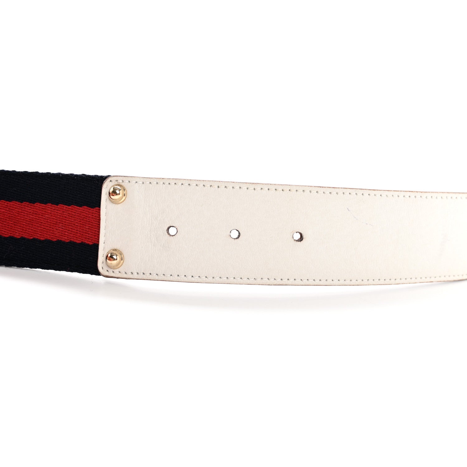 Gucci Nylon Calfskin Bamboo Interlocking G Web Belt 85 34 Navy Red White 4 of 8