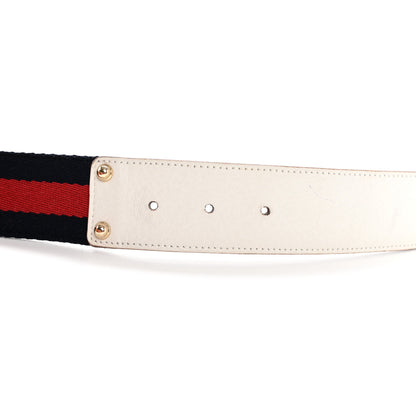 Gucci Nylon Calfskin Bamboo Interlocking G Web Belt 85 34 Navy Red White 4 of 8