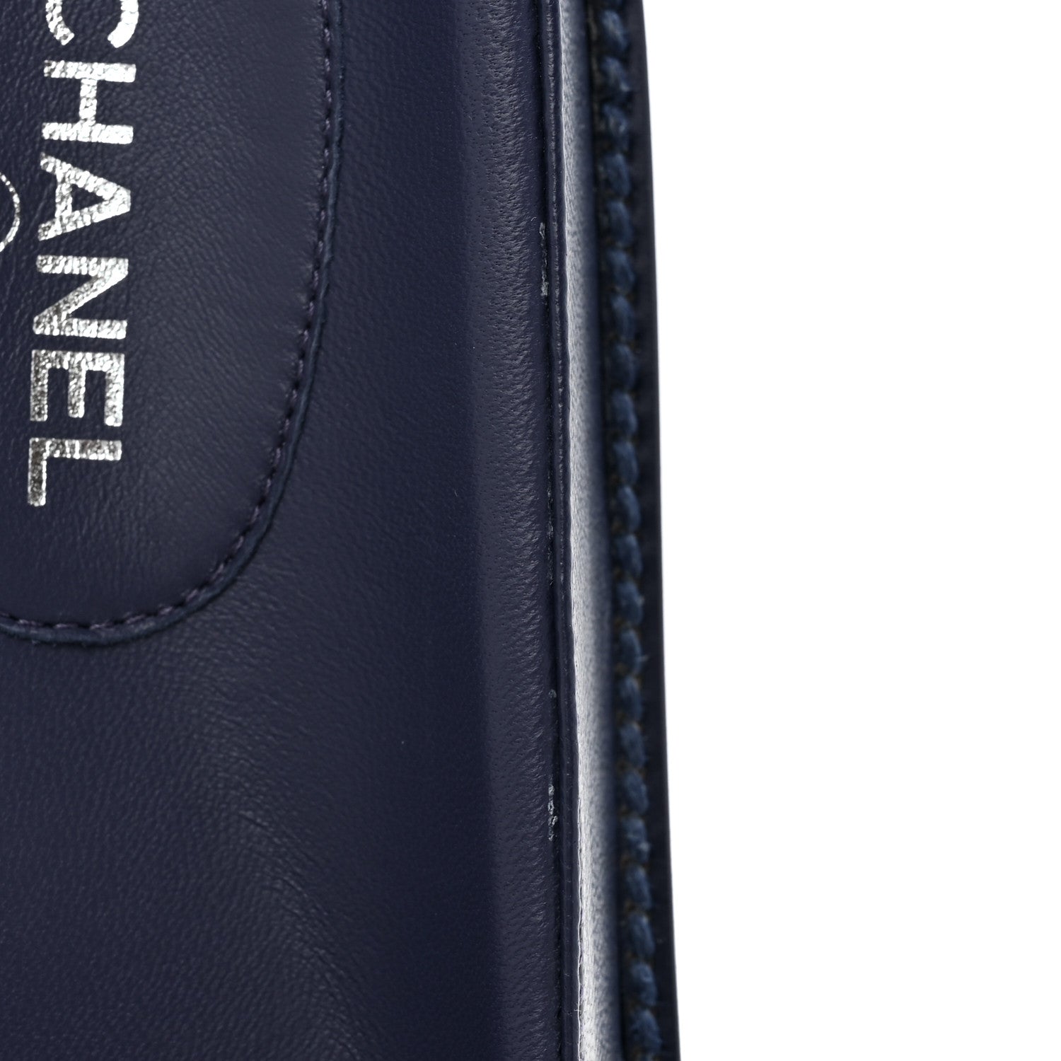 Chanel Lambskin Cha-Nel Mule Sandals 36.5 Navy Multicolor 11 of 11