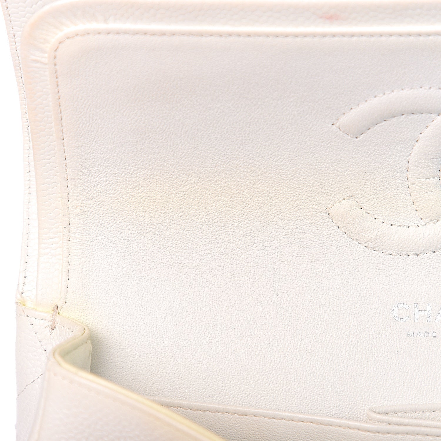 Chanel Caviar Quilted Medium Double Flap White 8 of 16