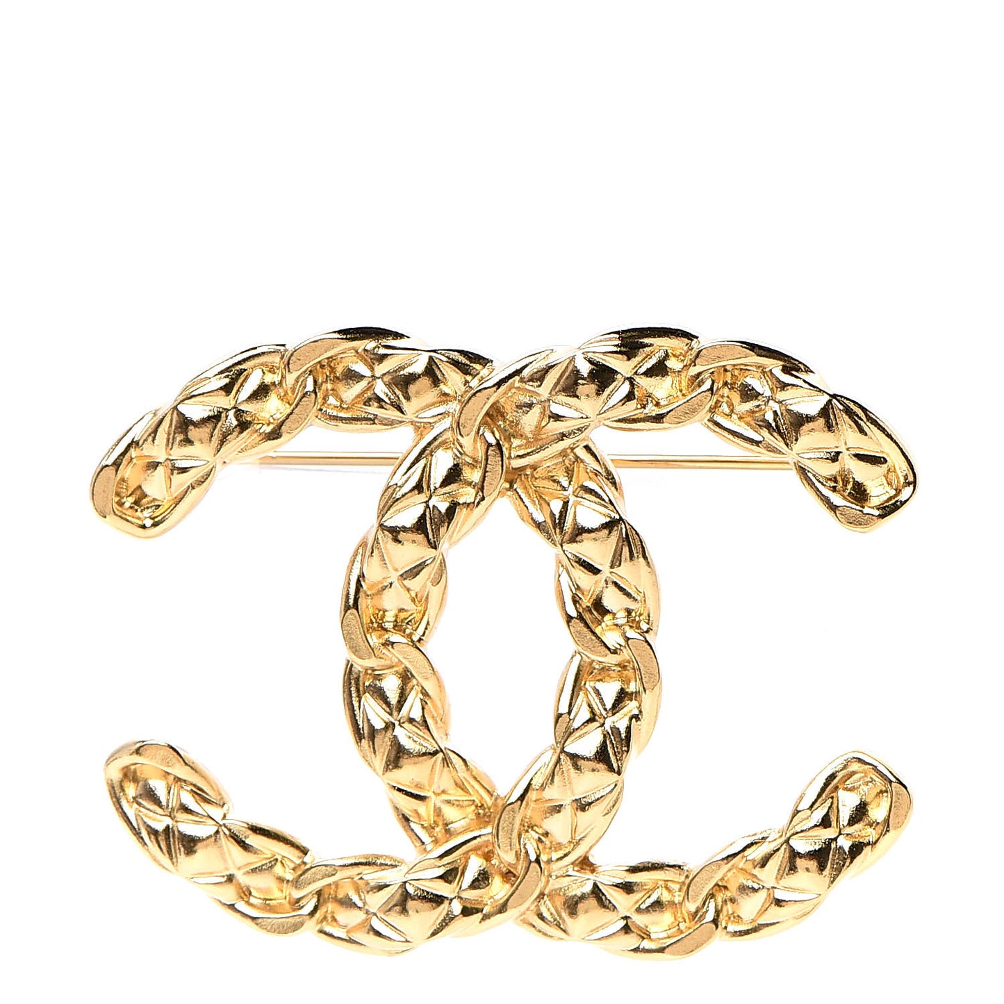 Quilted CC Brooch Gold