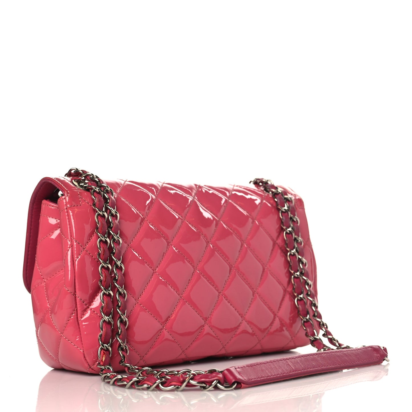 Patent Quilted Large Coco Shine Flap Pink
