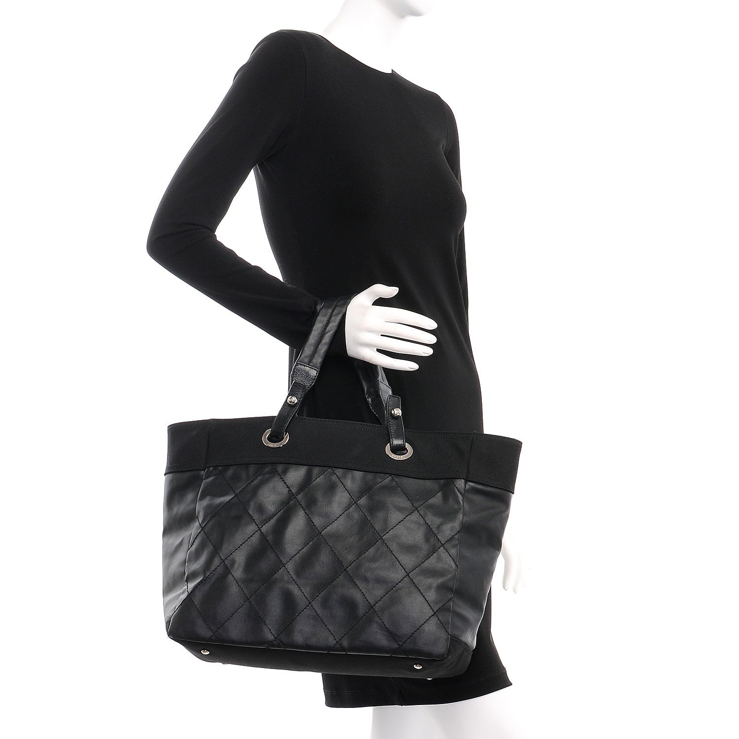 Chanel Coated Canvas Large Paris Biarritz Tote Black 2 of 9