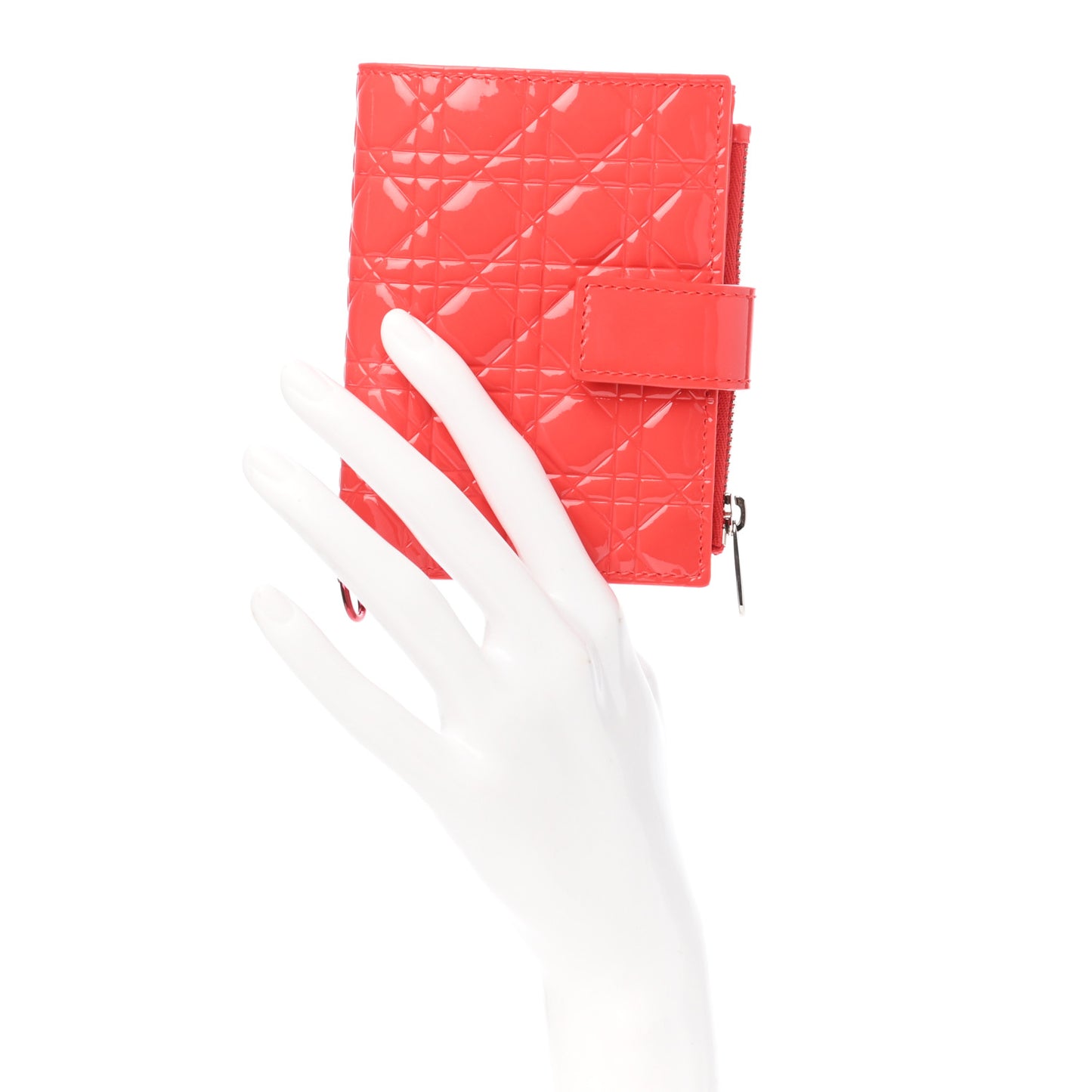 Patent Cannage Lady Dior Wallet Coral