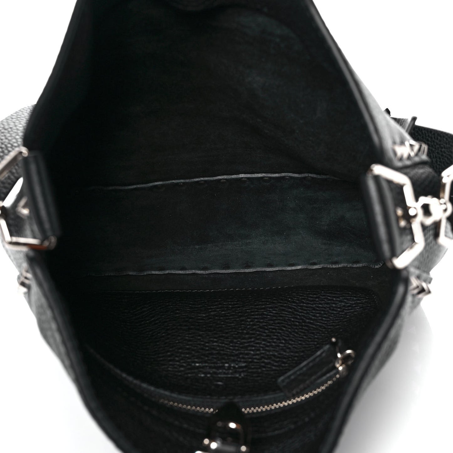 Pebbled Calfskin Small Rockstud Flip-Lock Messenger Bag Black