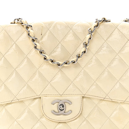 Chanel Distressed Patent Jumbo Single Flap White 8 of 14