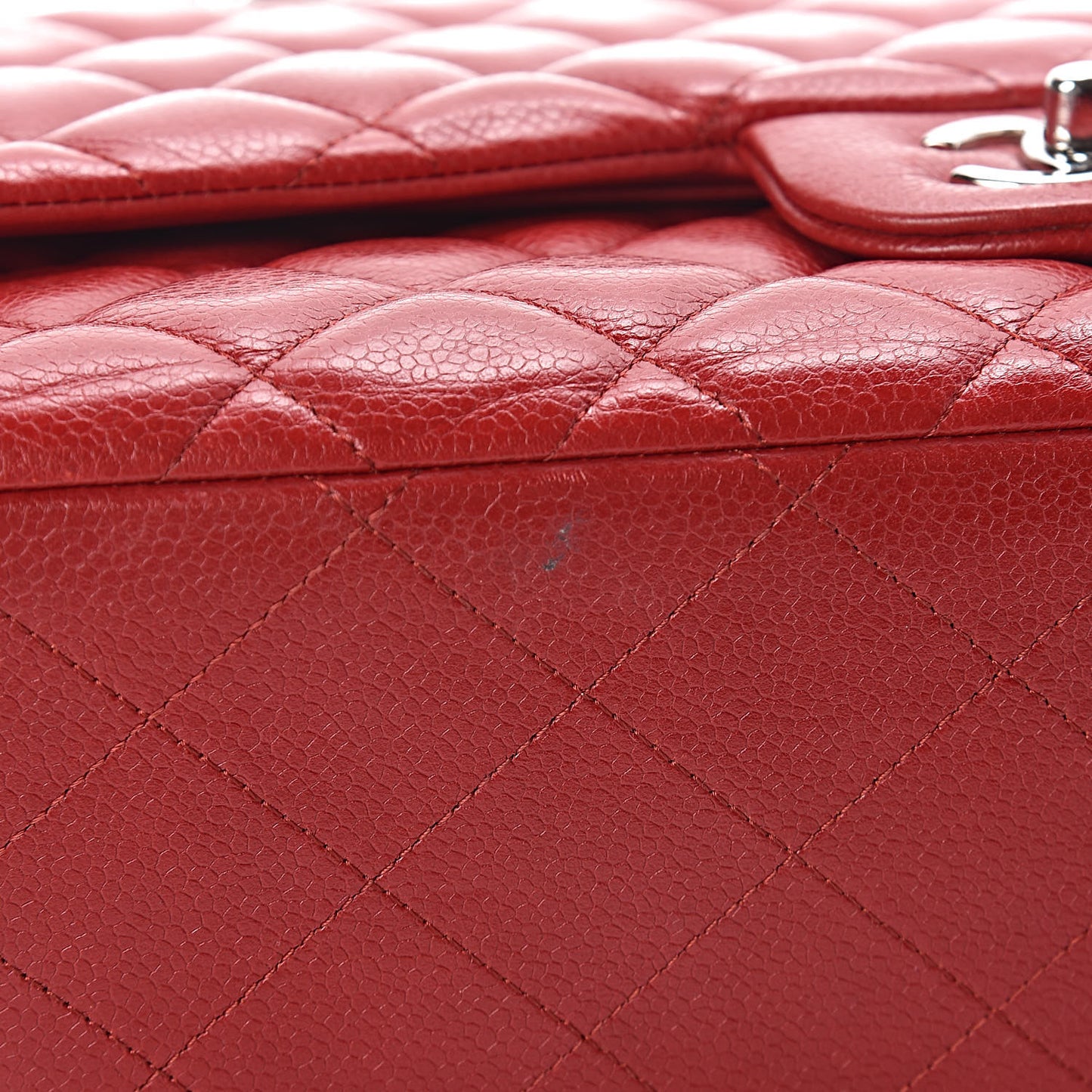 Caviar Quilted Jumbo Double Flap Red