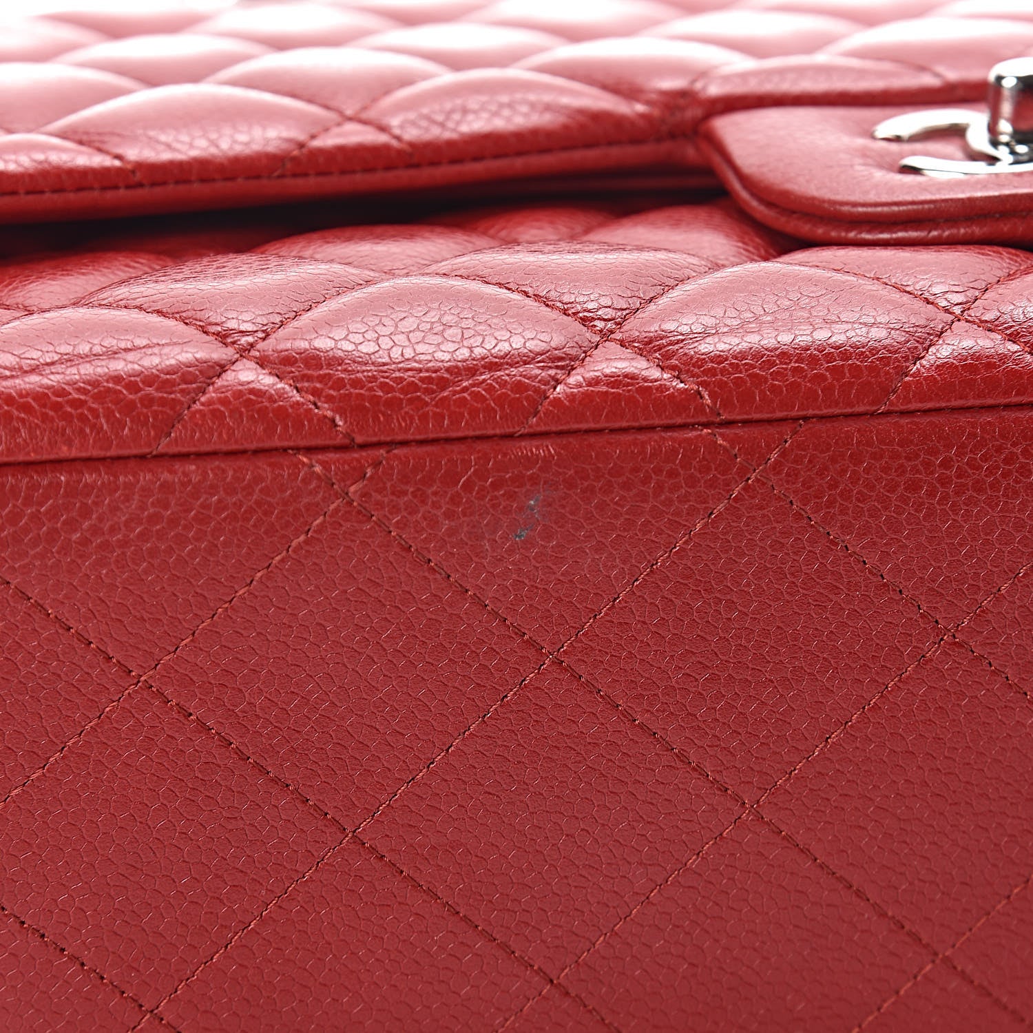 Chanel Caviar Quilted Jumbo Double Flap Red 12 of 12