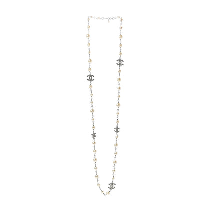 Chanel Crystal Pearl CC Long Necklace Gold 2 of 5