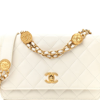 Chanel Caviar Quilted Twist Your Buttons Wallet On Chain WOC White 8 of 10