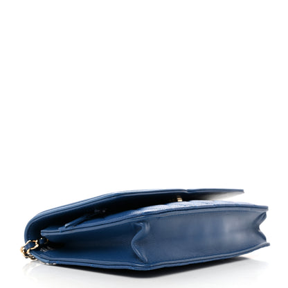 Chanel Caviar Quilted CC Filigree Wallet On Chain WOC Blue 4 of 12