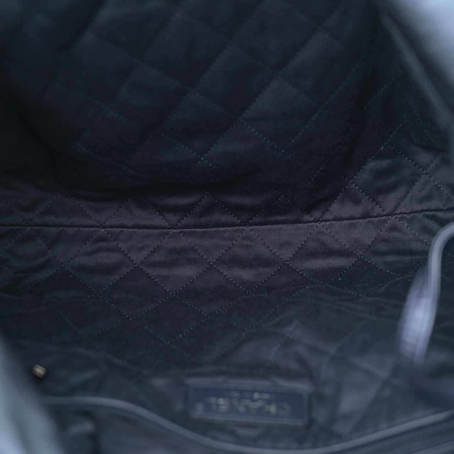 Metallic Calfskin Quilted Small Chanel 22 Navy Blue
