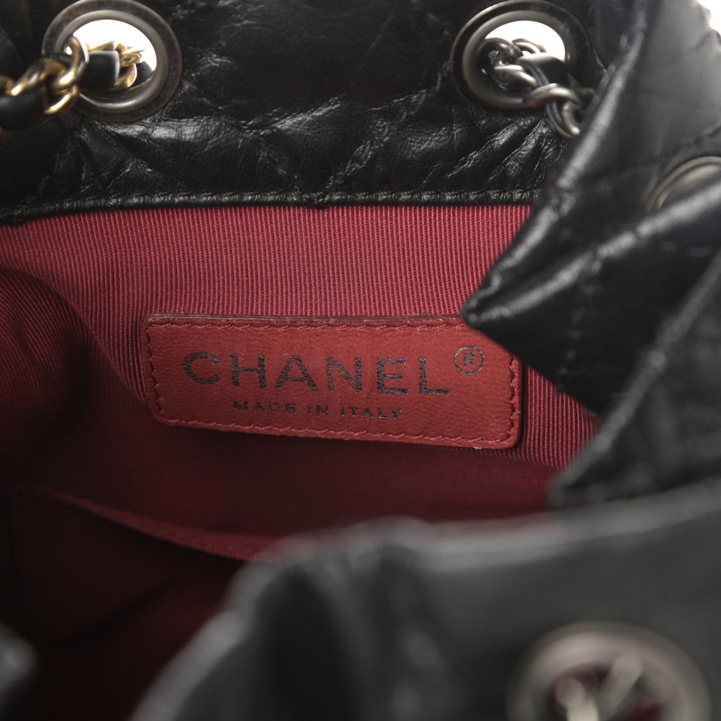 Aged Calfskin Quilted Small Gabrielle Backpack Black
