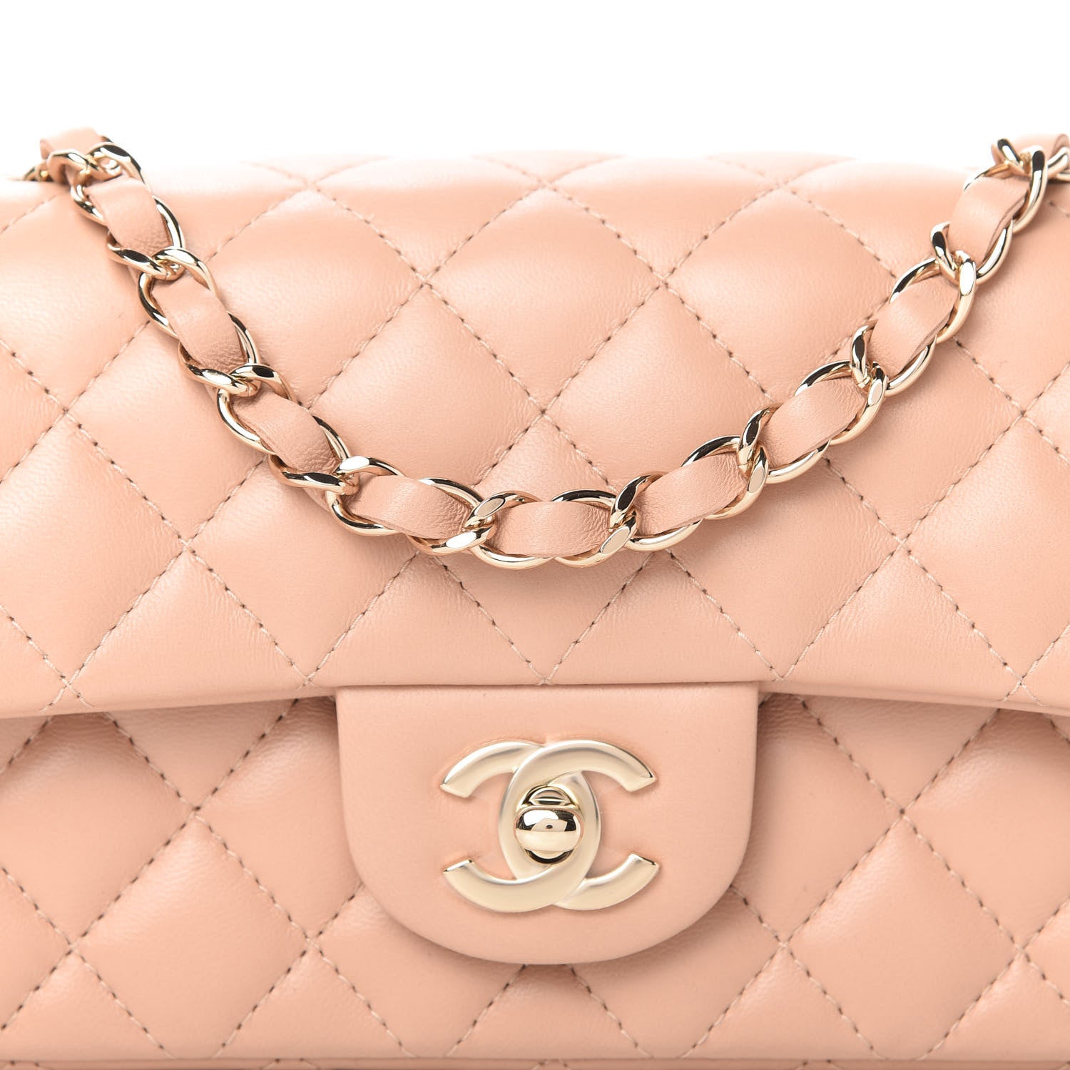 Chanel Lambskin Quilted Mini Rectangular Flap Beige 10 of 11