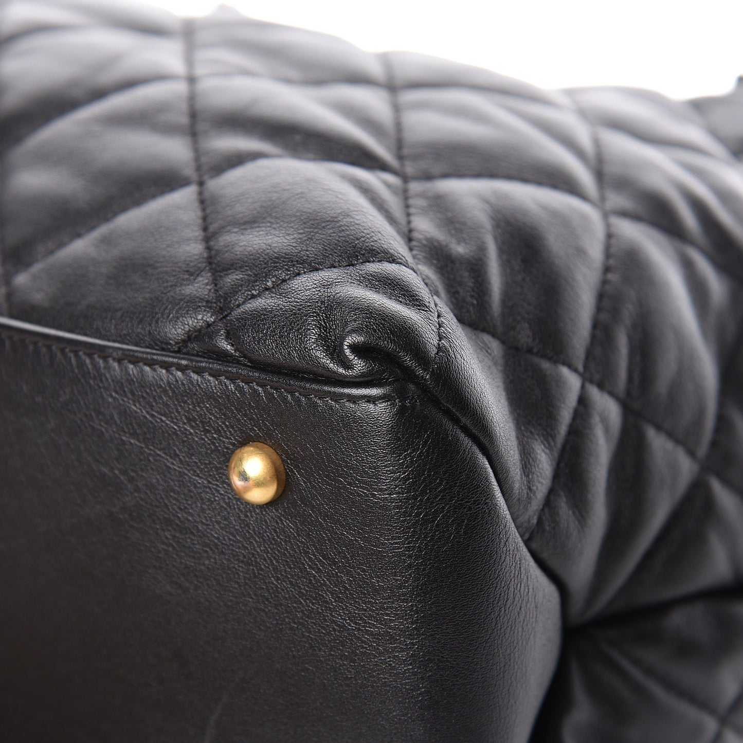 Calfskin Quilted Large Soft Elegance Tote Black