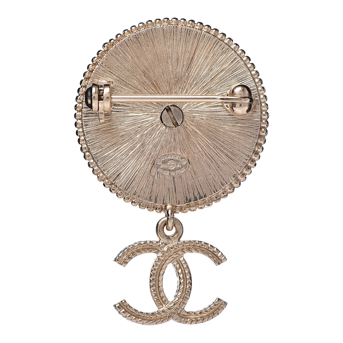 Pearl CC Round Brooch Gold