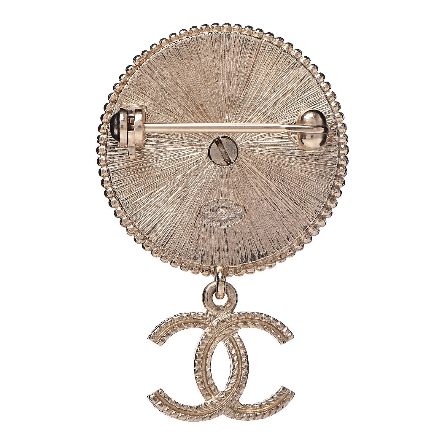 Chanel Pearl CC Round Brooch Gold 3 of 4