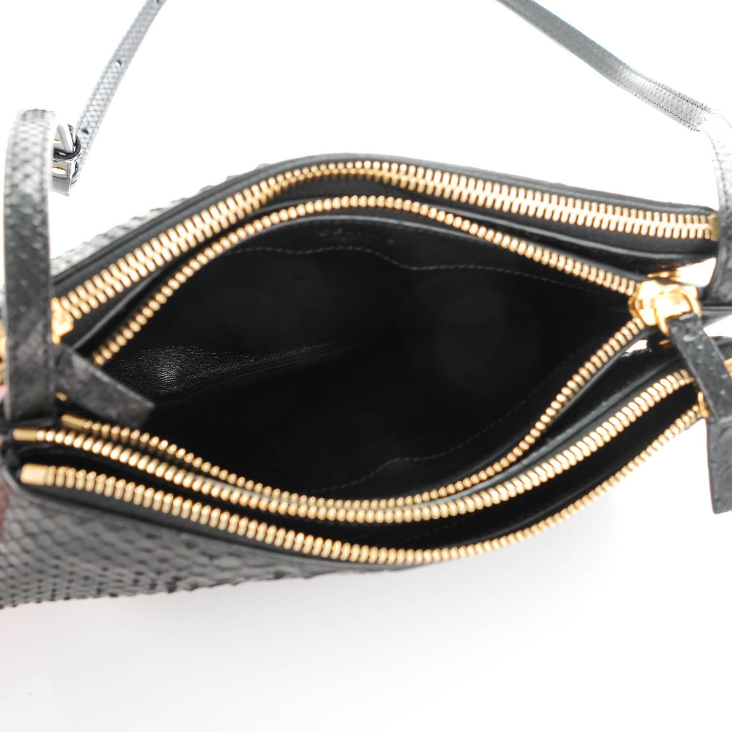 Celine Python Small Trio Crossbody Bag Black 5 of 7