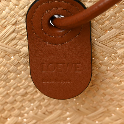 Loewe Calfskin Raffia Paulas Ibiza Medium Anagram Basket Tote Bag Natural Tan 6 of 9