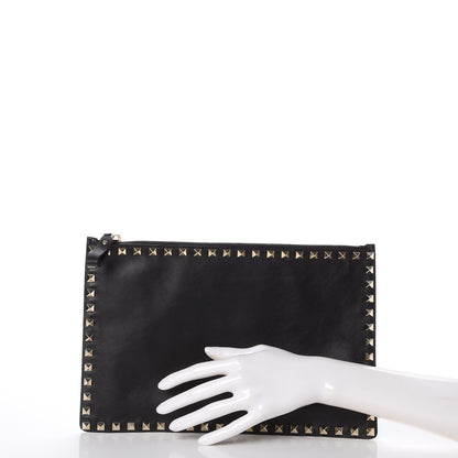 Valentino Garavani Vitello Large Rockstud Zip Pouch Black 2 of 8