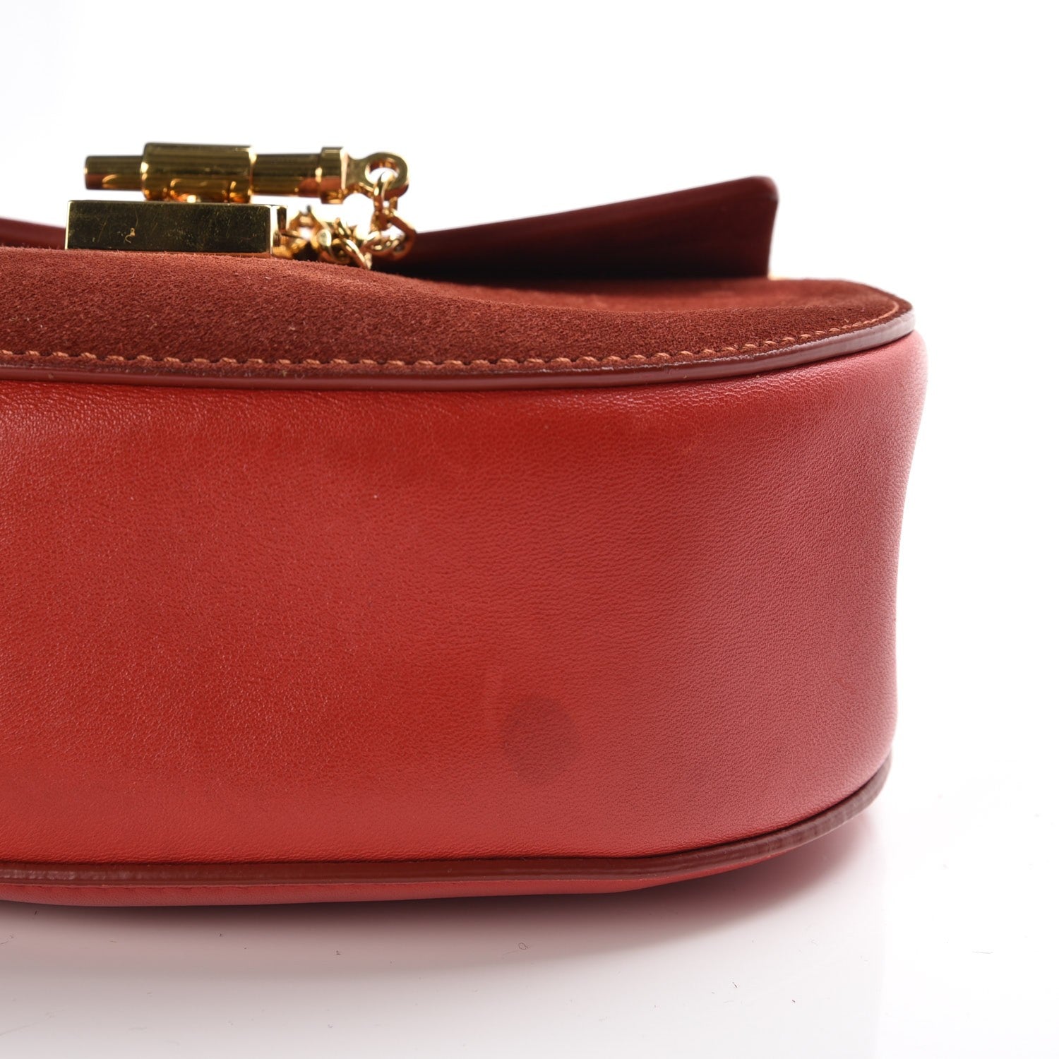 Chloe Lambskin Suede Calfskin Mini Drew Shoulder Bag Paprika Red 8 of 8
