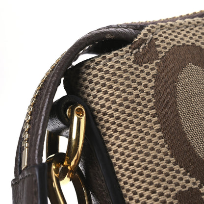 Gucci Monogram Jumbo GG Textured Dollar Calfskin Web Wristlet Messenger Bag Camel Ebony New Acero 11 of 12