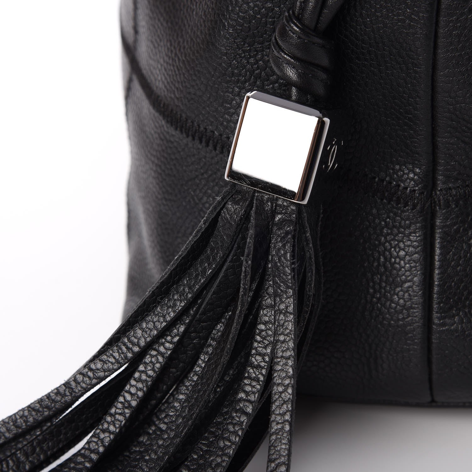 Chanel Caviar Square Stitched Large Tassel Hobo Black 11 of 11