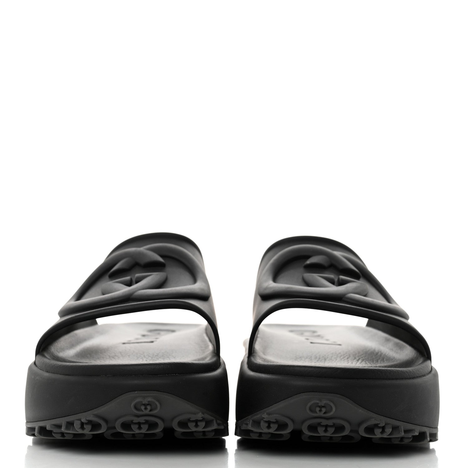 Gucci Soft Rubber Mens Interlocking G Platform 42mm Slide Sandals 12 Black 2 of 8