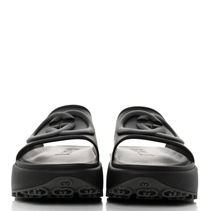 Gucci Soft Rubber Mens Interlocking G Platform 42mm Slide Sandals 12 Black 2 of 8