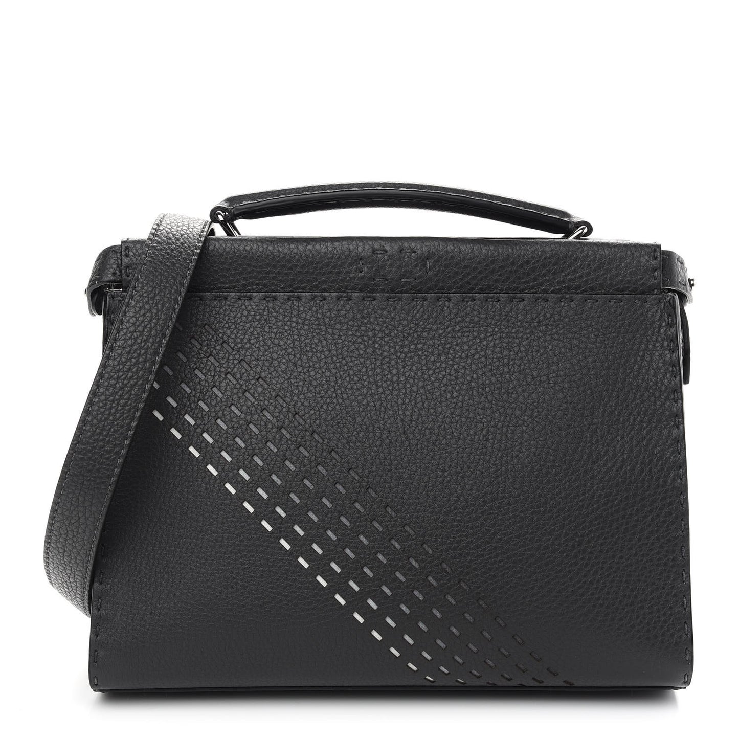 Cuoio Romano Lavorazione Selleria Stitch Gradient Mini Peekaboo Iconic Fit Satchel Asfalto Black White