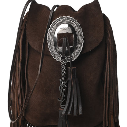 Saint Laurent Suede Fringe Flat Anita Crossbody Bag Coffy Marrone 9 of 9