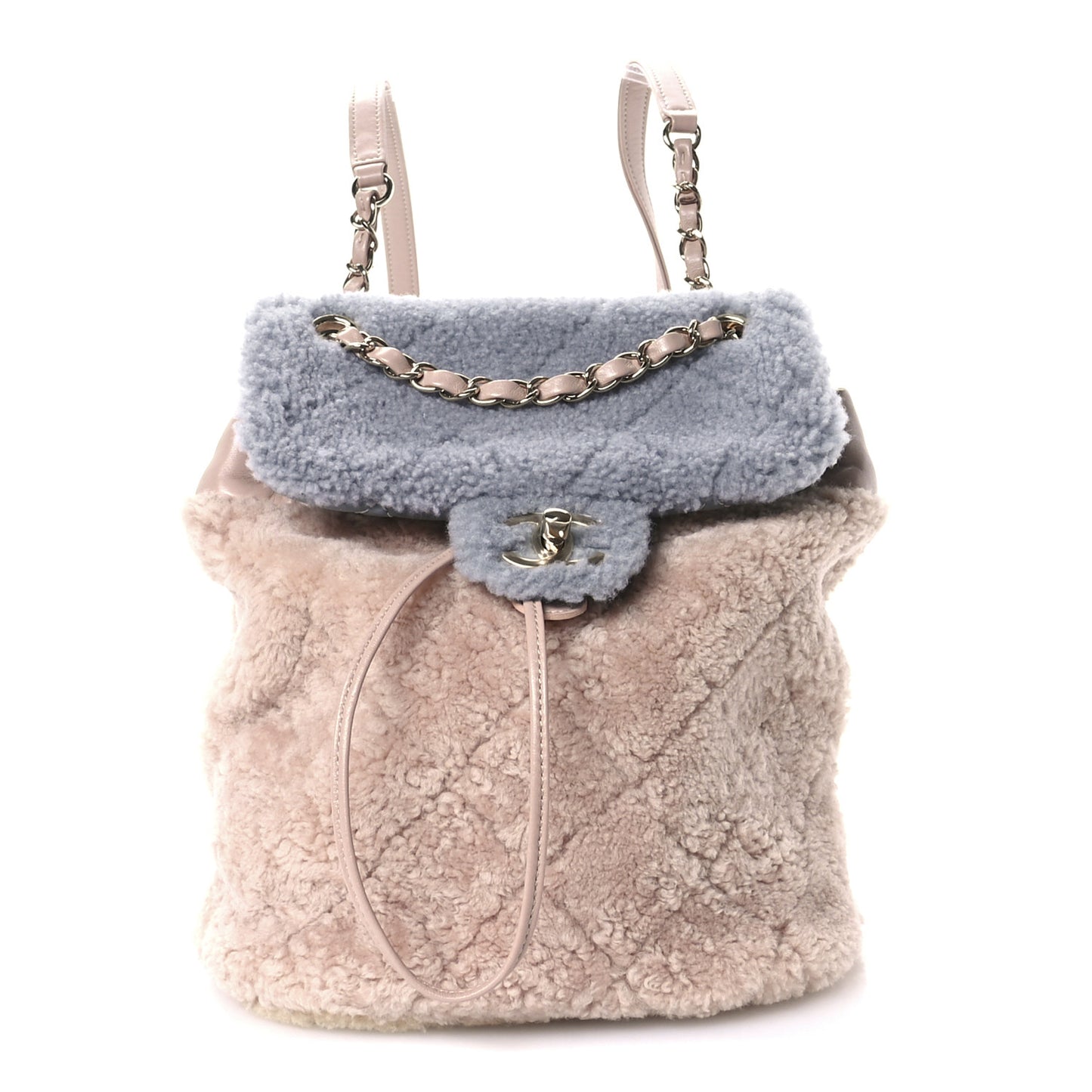 Shearling Sheepskin Small Urban Spirit Backpack Gray Pink Beige