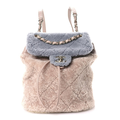 Chanel Shearling Sheepskin Small Urban Spirit Backpack Gray Pink Beige 1 of 10