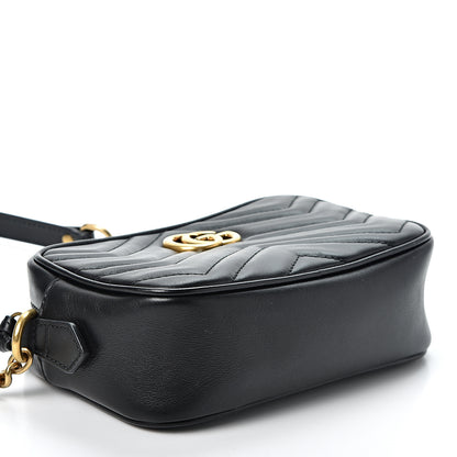 Gucci Calfskin Matelasse Mini GG Marmont Chain Shoulder Bag Black 3 of 10