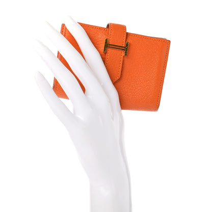 Hermes Chevre Mysore Mini Bearn Wallet Abricot 2 of 7
