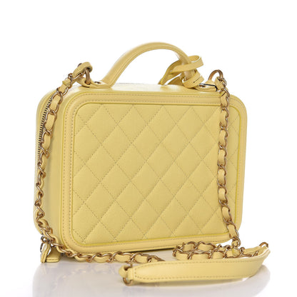Chanel Caviar Quilted Medium CC Filigree Vanity Case Yellow 3 of 7