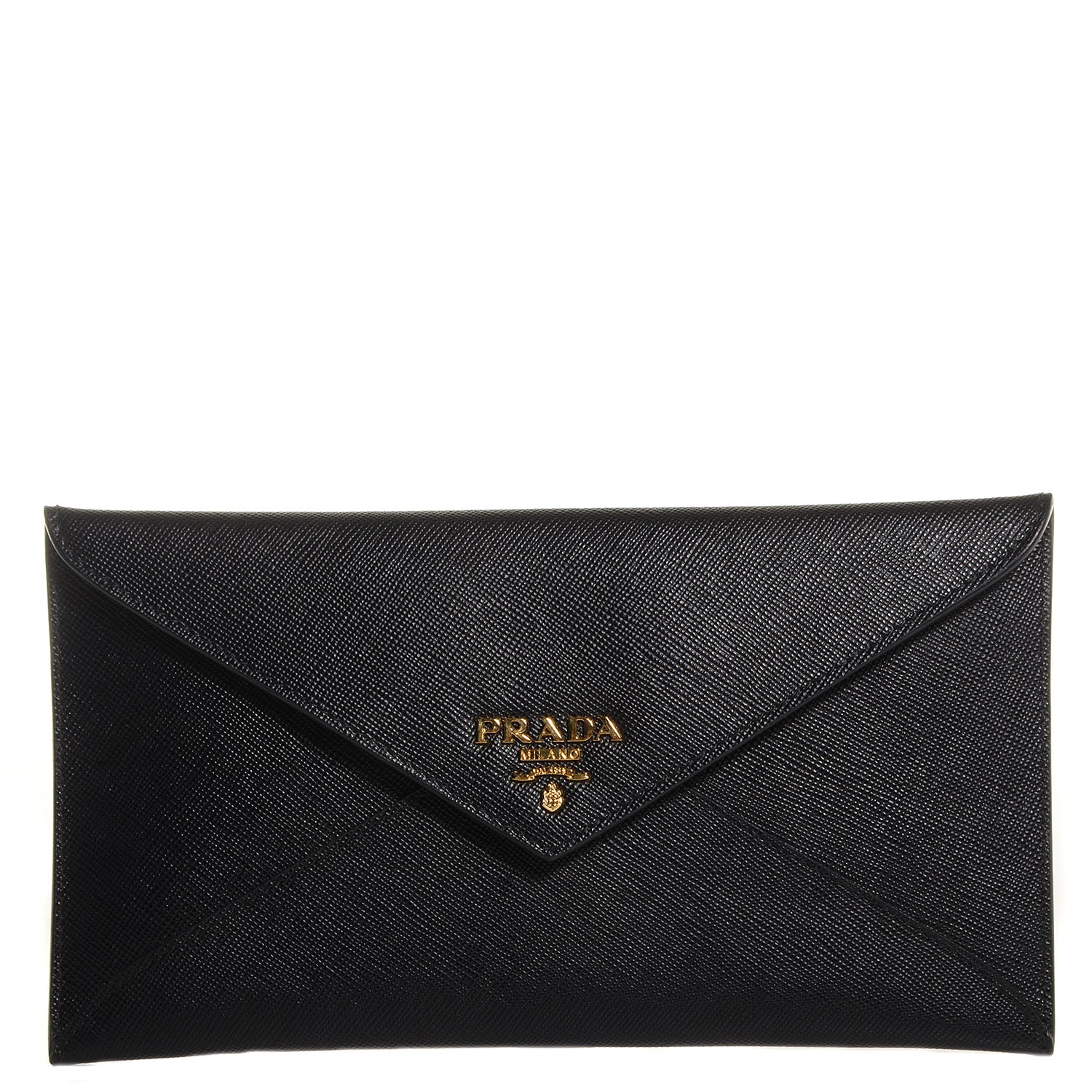 Prada Saffiano Metal Envelope Wallet Black 1 of 11