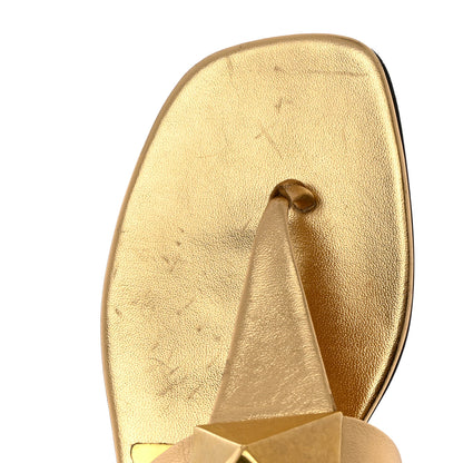 Valentino Garavani Metallic Nappa One Stud Flat Thong Sandals 40 Antique Brass 9 of 10