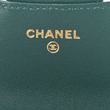 Chanel Lambskin Quilted Top Handle Flap Coin Purse With Chain Green 5 of 9