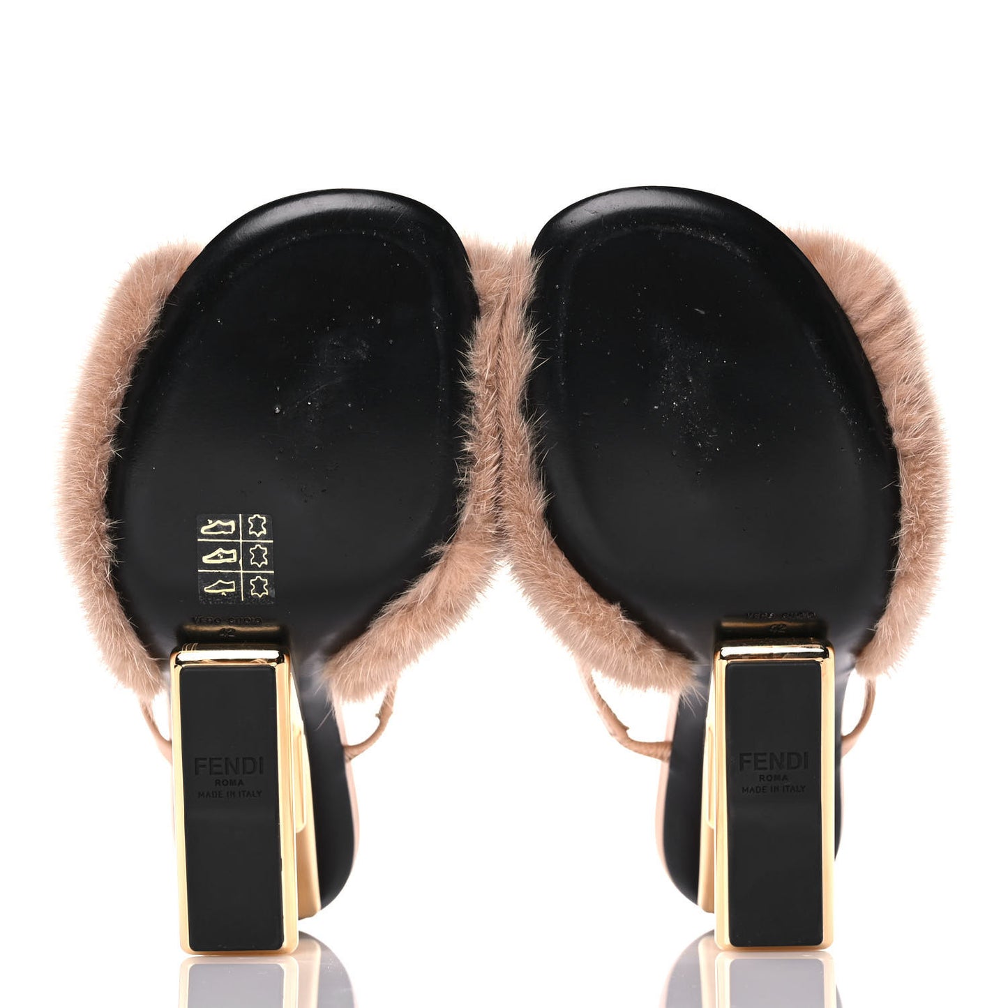 Mink Vitello Fendi First 95mm Slide Sandals 42 Pink