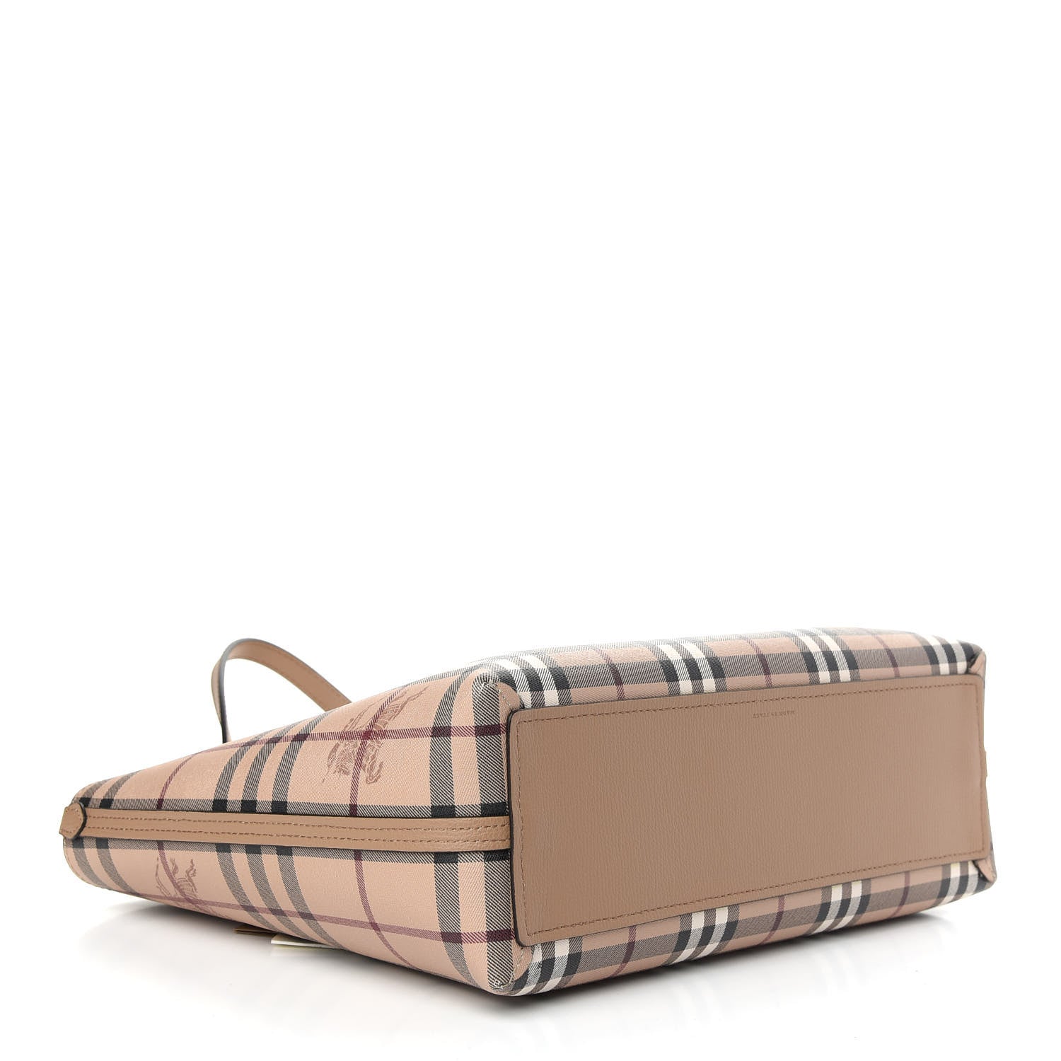 Burberry Grainy Calfskin Haymarket Check Small Reversible Tote Mid Camel 6 of 15