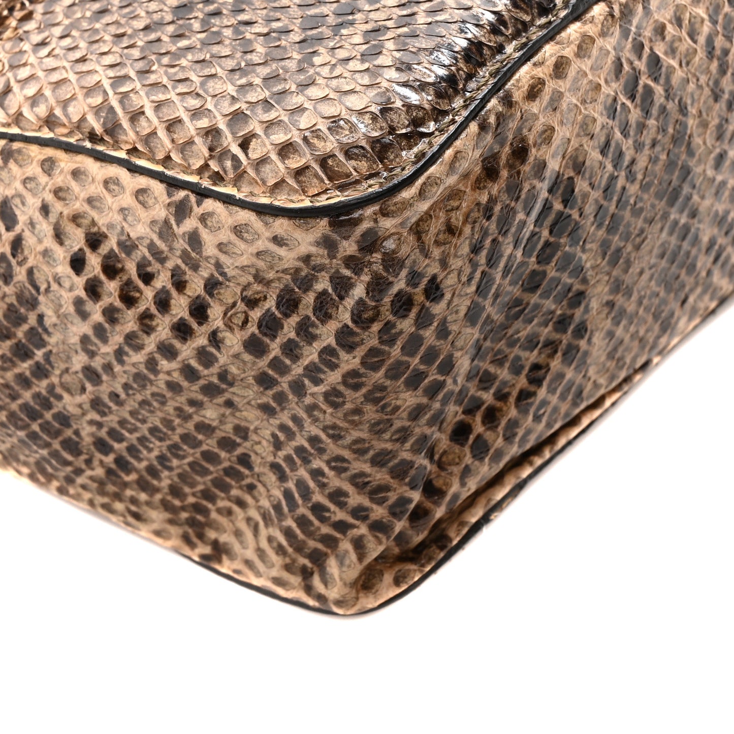 Snakeskin Jumbo Elsie Chain Shoulder Bag Brown Green
