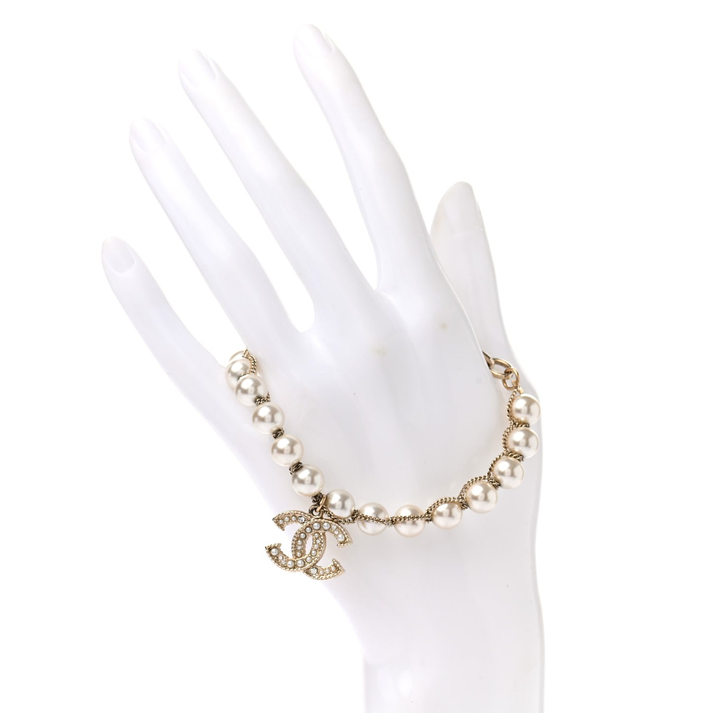 Pearl Crystal CC Bracelet Gold