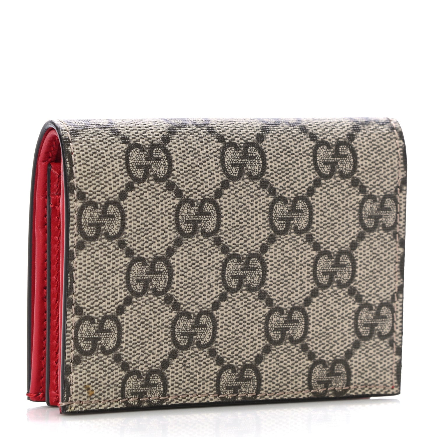 Gucci GG Supreme Monogram Cherry Embellished Card Case Wallet Hibiscus Red 2 of 9