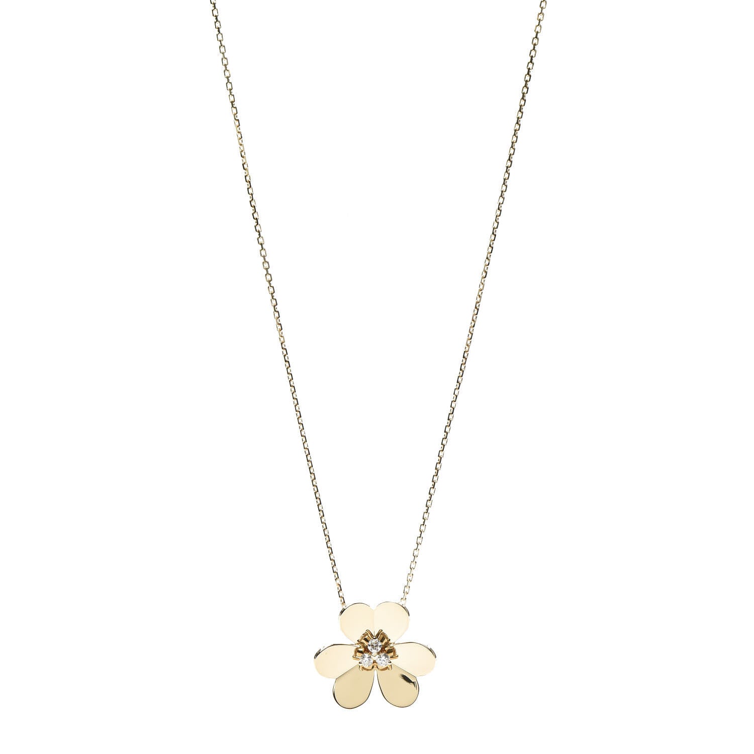 Van Cleef & Arpels 18K Yellow Gold Diamond Very Large Frivole Clip Pendant Necklace 1 of 9