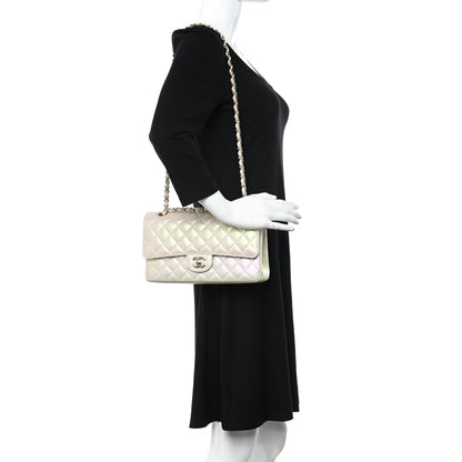 Chanel Iridescent Lambskin Quilted Medium Double Flap Ivory 2 of 16