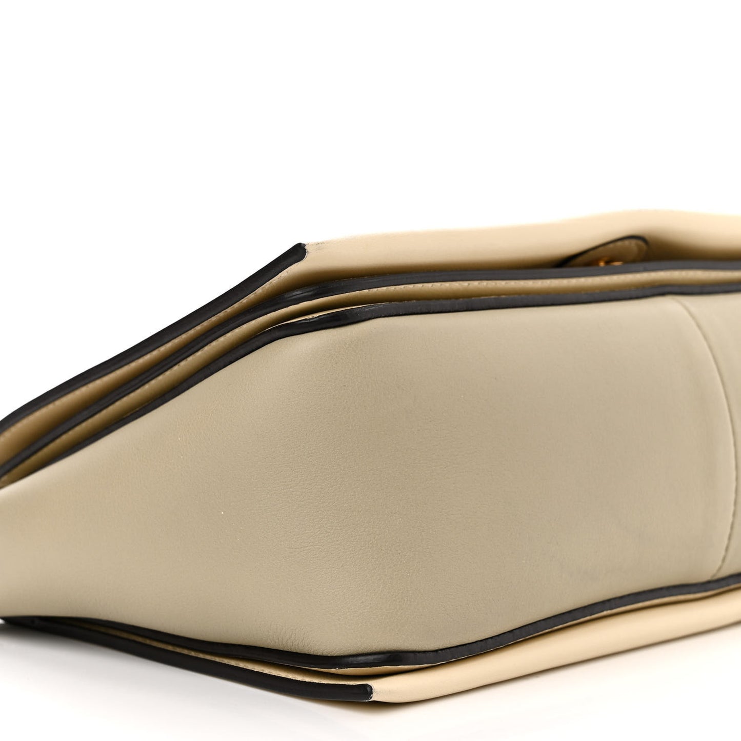 Shiny Smooth Calfskin Medium Frame Shoulder Bag Chalk Mastic